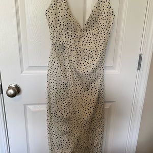 Black and white polka dot midi dress